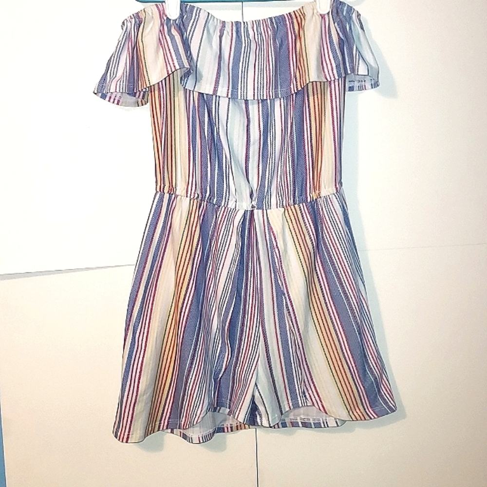 GIRLS PINSTRIPE ROMPER SIZE 10/12 💜